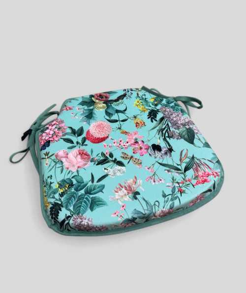 Spindle shaped luxury velvet floral printed chair cushions