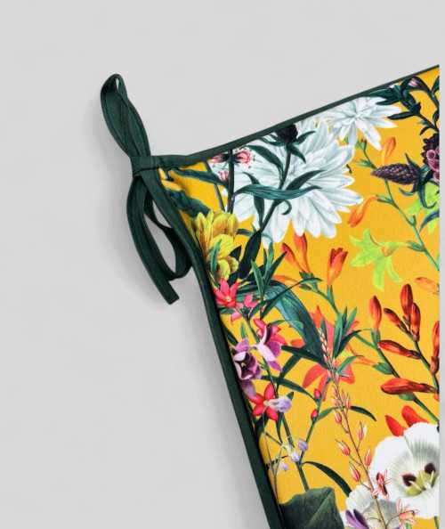 Luxury printed velvet summer floral, multicoloured tapered chair cushions