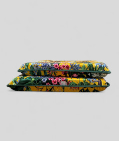 Square shaped luxury summer floral printed velvet seat cushions
