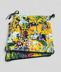 Square shaped luxury summer floral printed velvet chair pads