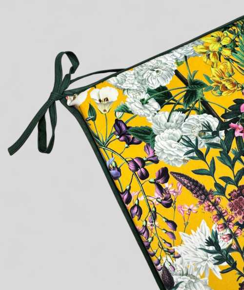 Square shaped luxury summer floral printed velvet chair cushions