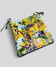 Square shaped luxury multicoloured summer floral printed velvet seat pads