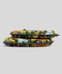 Spindle shaped luxury velvet summer floral printed yellow seat cushions