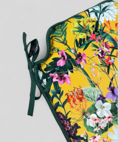 Spindle shaped luxury velvet summer floral printed yellow chair cushions