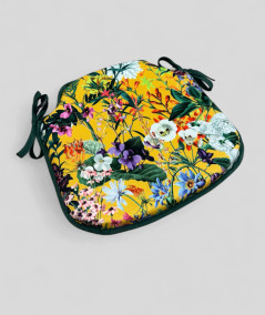 Spindle shaped modern velvet summer floral printed yellow seat pads