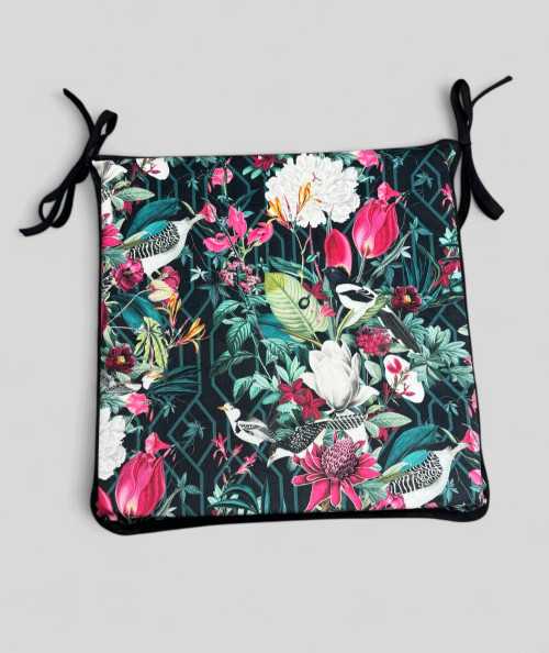 Square shaped luxury tropical printed velvet seat pads