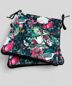 Square shaped luxury tropical printed velvet chair pads