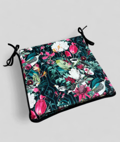 Square shaped luxury tropical printed velvet dining chair pads