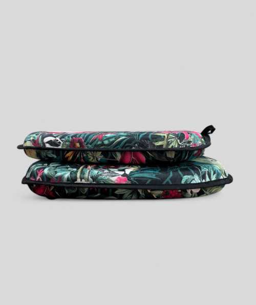 Spindle shaped luxury velvet tropical printed black seat cushions