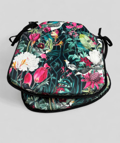 Spindle shaped luxury velvet tropical printed black chair cushions