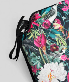 Spindle shaped luxury velvet tropical printed black chair pads