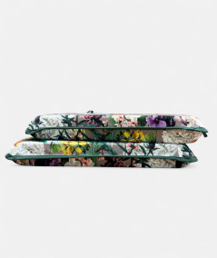 Square shaped luxury floral printed velvet seat cushions