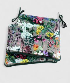 Square shaped luxury floral printed velvet chair pads