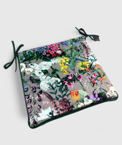Square shaped English summer garden printed velvet seat pads