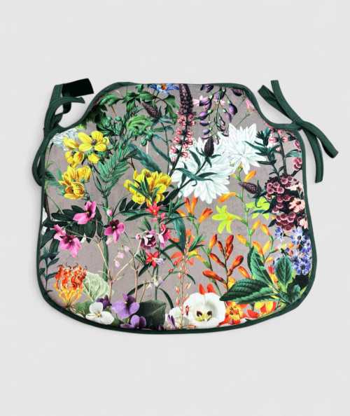 Spindle shaped, luxury velvet, summer floral printed seat pads