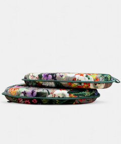 Spindle shaped, luxury velvet, summer floral printed seat cushions