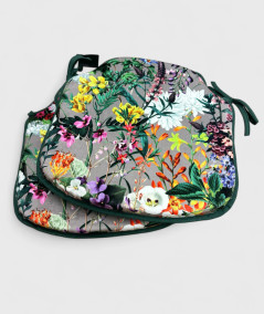 Spindle shaped, luxury velvet, summer floral printed chair pads