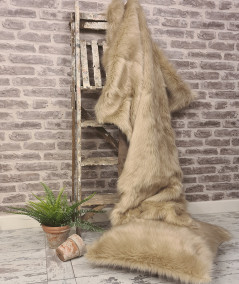 Luxury long haired plain beige faux fur blanket