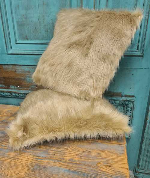 Camel faux fur cushion covers