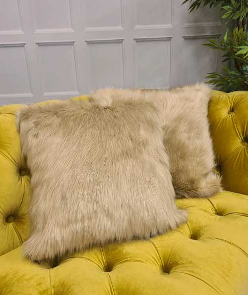 Camel faux fur pillows