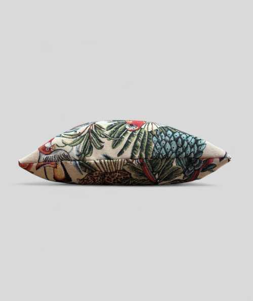 Hardwearing square scatter cushions in a multi-coloured tropical rainforest design