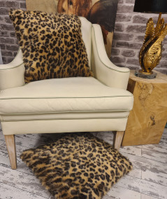 Leopard print faux fur cushions