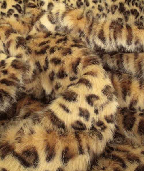 Classic leopard print faux fur fabric