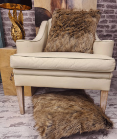 Luxury long-haired brown faux fur cushions