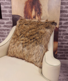 Luxury long-haired brown faux fur pillows