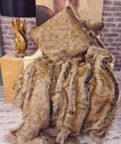Luxury long-haired brown faux fur scatter cushions