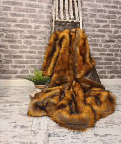 Luxury long haired ginger faux fur bedspread