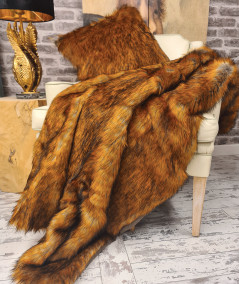 Luxury long haired ginger faux fur blanket