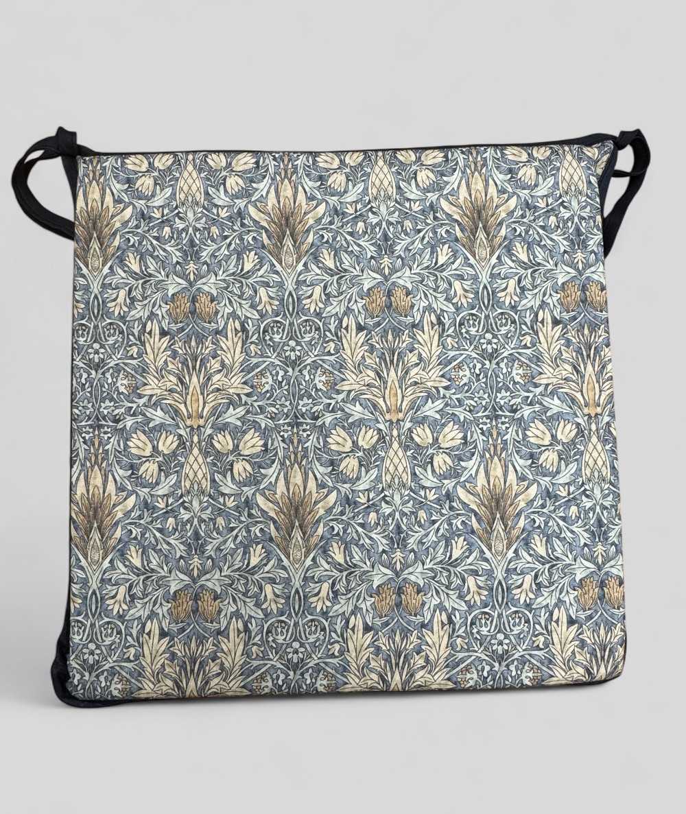 Blue patterned square shaped seat pads