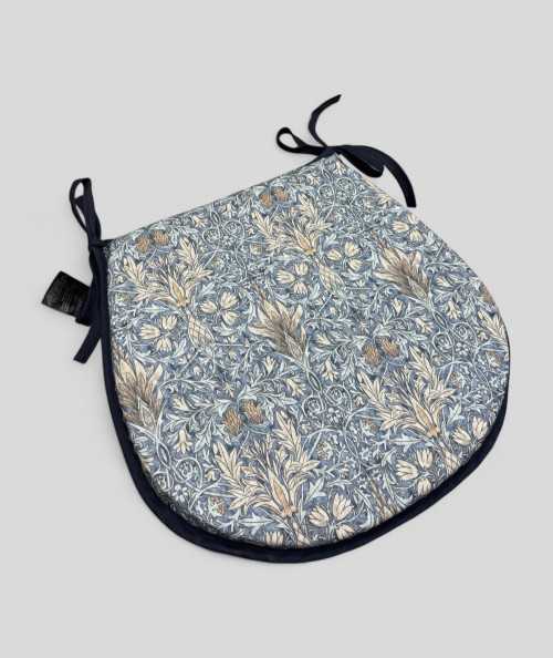 D Shaped Blue Patterned Chair Pads