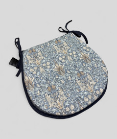 D Shaped Blue Patterned Chair Pads