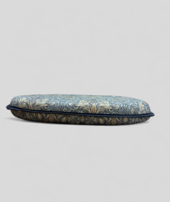 Extra thick blue patterned spindle shaped seat cushions