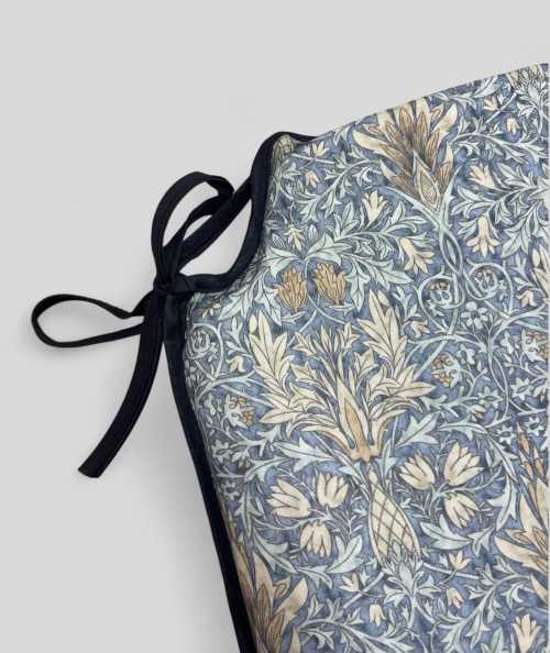 Extra thick blue patterned spindle shaped chair pads