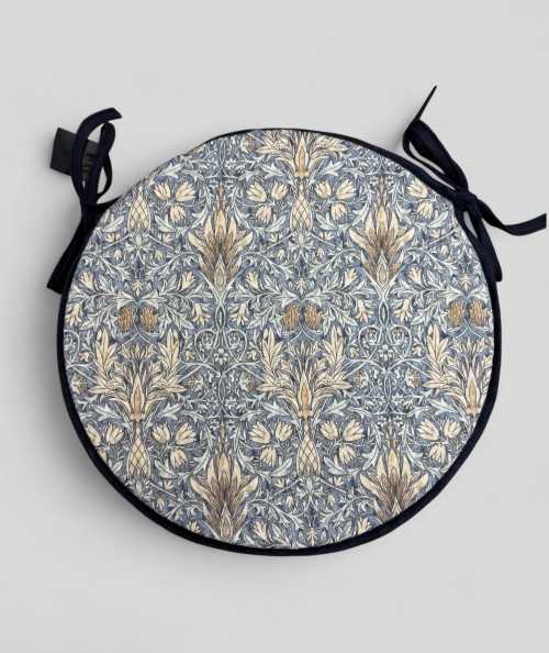 Blue patterned round bistro seat pads