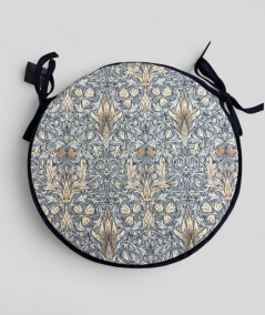 Blue patterned round bistro seat pads