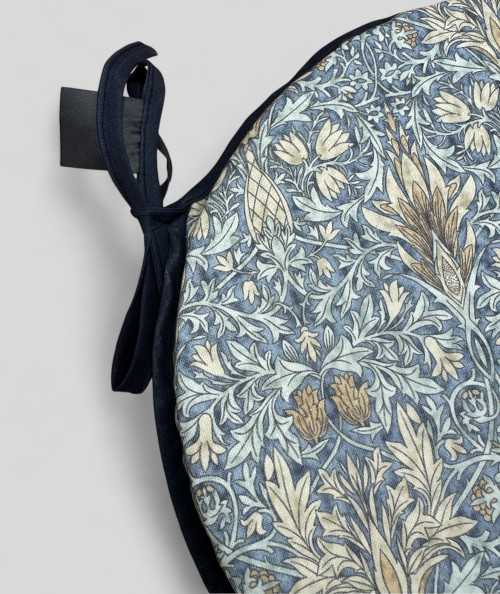 Blue patterned round bistro chair pads