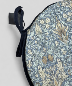 Blue patterned round bistro chair pads