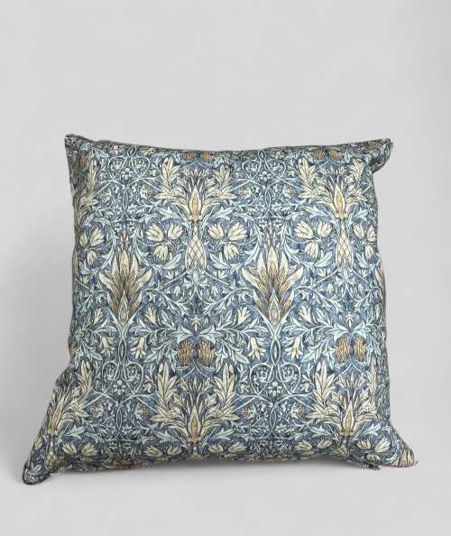 Blue patterned square sofa cushions