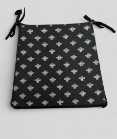 Black tapered seat pads with a silver foil small bee design