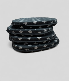 Silver bee classic D shaped chair pads on a black base