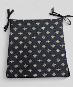 Black tapered seat pads with an all over small gold bee print