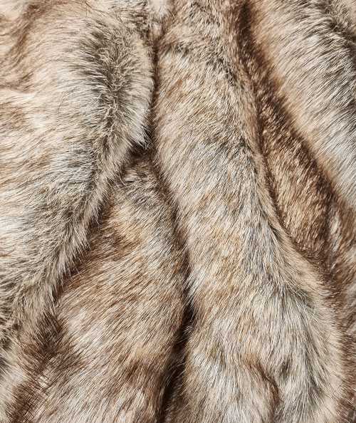 Two-tone beige and chestnut brown faux fur fabric