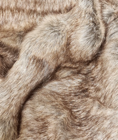 Two-tone beige and chestnut brown faux fur craft fabric