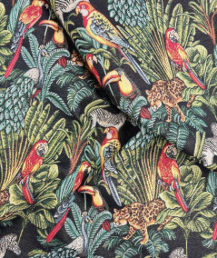 Rainforest Black Tapestry Fabric