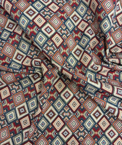 Multi-coloured geometric patterned fabric