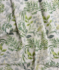 Green & grey printed foliage fabric